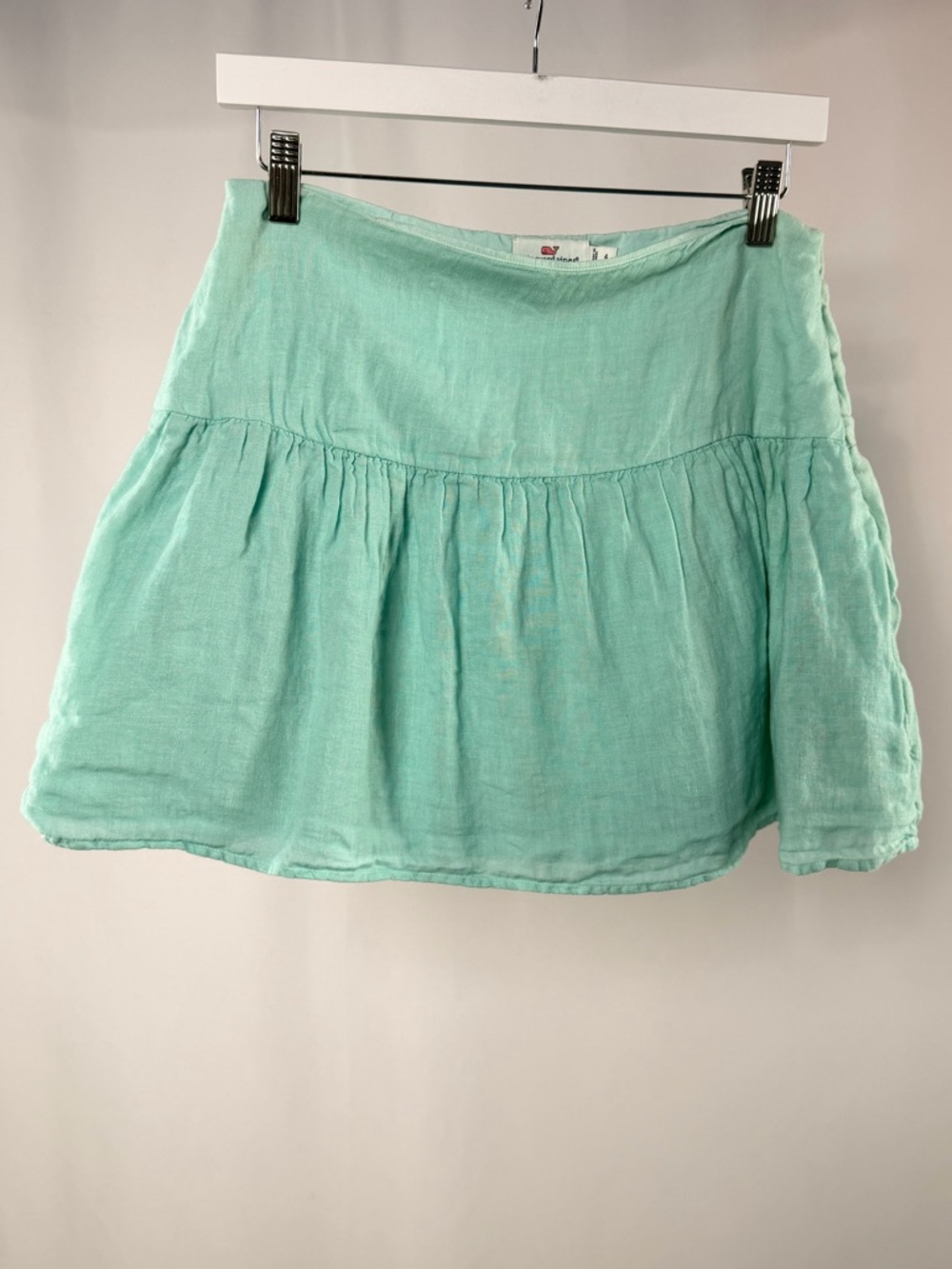 Vineyard Vines Tiered Linen Skater Skirt in Light Blue Size 4